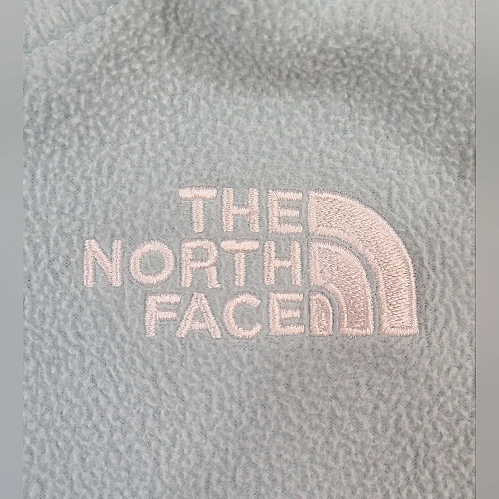 The North Face Girls Size 6 XS Mint Green Zip Up Hooded Fleece Jacket
